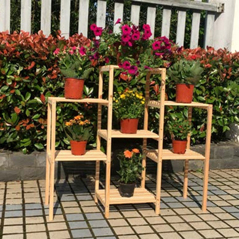 Wholesale Factory Free sample Hedgehog Nest Box - 6 Floors Wooden Plant Pot  Holder Rack For Garden Balcony Living Room  HUALI Factory and Manufacturer  | Huali